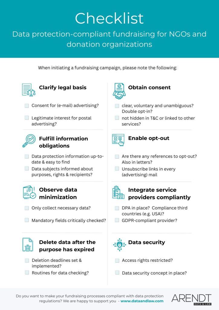 Checklist: Data Protection Compliant Fundraising for NGOs